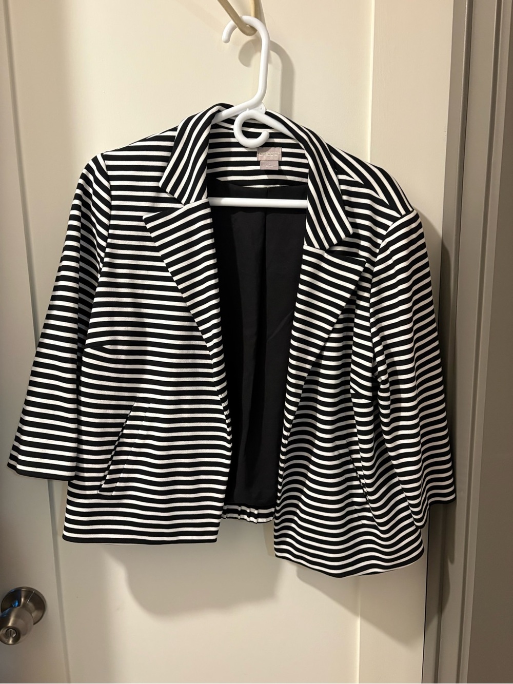 Chico's Black & White Striped Blazer